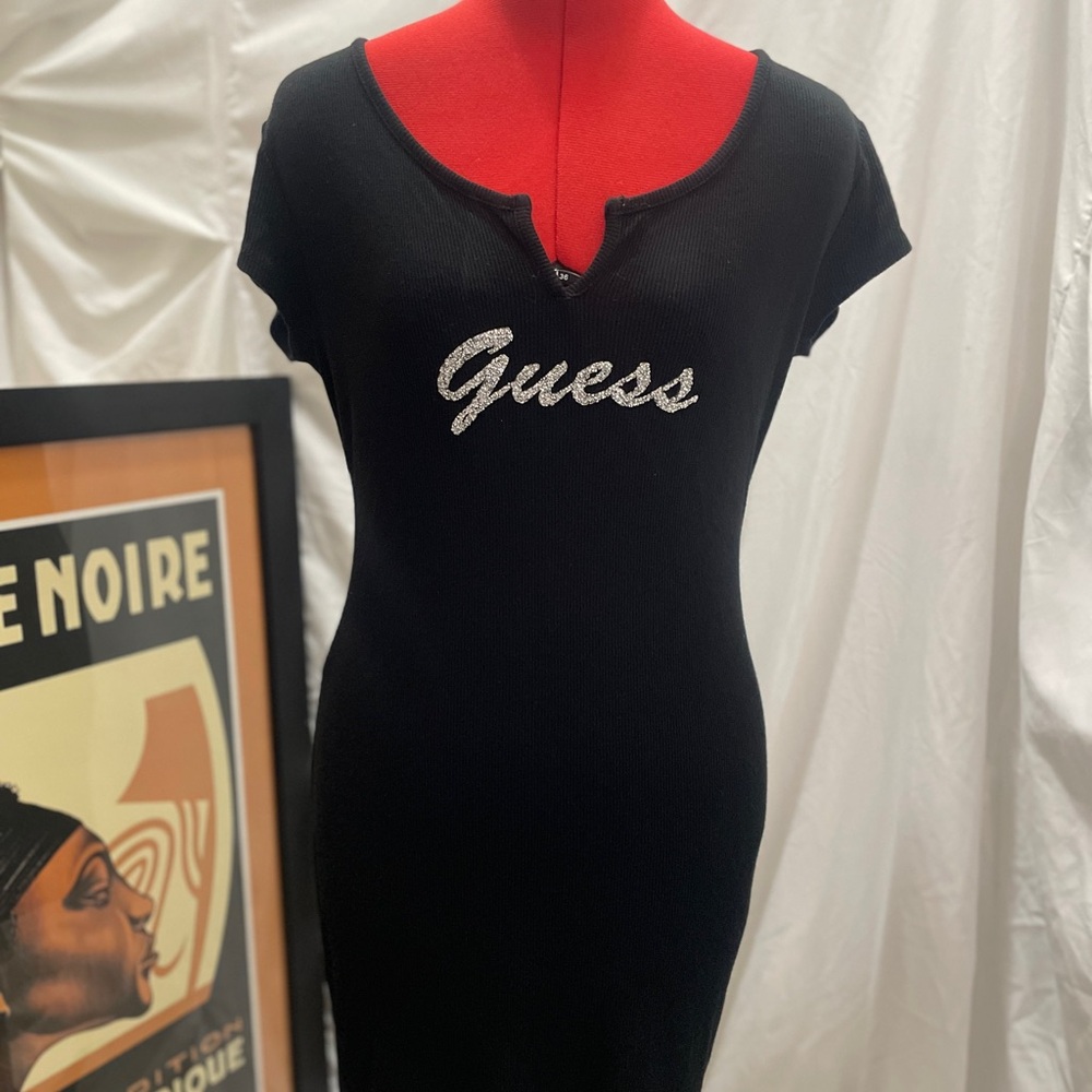 Black Dress with Silver Guess Logo